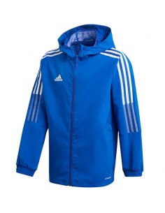 Adidas Παιδικό Αθλητικό Μπουφάν Κοντό Αντιανεμικό με Κουκούλα Μπλε Tiro 21 GP4978 2