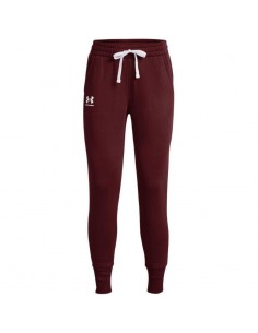 Under Armour Rival Ψηλόμεσο Παντελόνι Γυναικείας Φόρμας με Λάστιχο Μπορντό Fleece 1356416-690