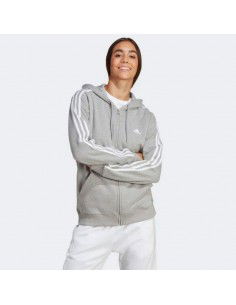Adidas Essentials Γυναικεία Ζακέτα Φούτερ με Κουκούλα Γκρι IC9917