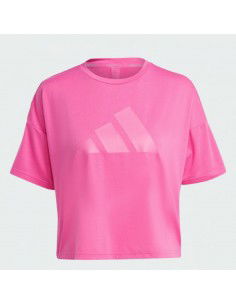 Adidas Train Icons 3 Bar Logo Γυναικείο Αθλητικό T-shirt Fast Drying Ροζ HS2345