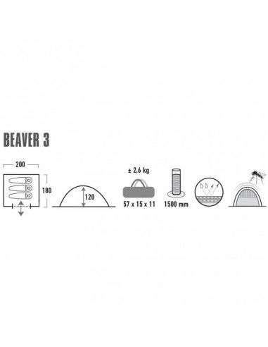 High Peak Beaver 3 Σκηνή Camping Igloo Μαύρη 3 Εποχών για 3 Άτομα 200x180x120εκ. 10320 High Peak Beaver 3 Σκηνή Camping Igloo Μαύρη 3 Εποχών για 3 Άτομα 200x180x120εκ. 10320