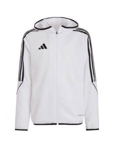 Adidas Παιδικό Casual Μπουφάν Κοντό Αντιανεμικό με Κουκούλα Λευκό Tiro 23 League IA1621