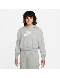 Nike Cropped Γυναικείο Φούτερ με Κουκούλα Γκρι DQ5850-063