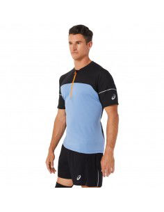 ASICS Fujitrail Ανδρική Μπλούζα με Φερμουάρ Κοντομάνικη Black / Blue 2011B895-412 2
