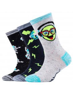 Skechers 3PPK Boys Casual Space and Smileys Socks SK410605801