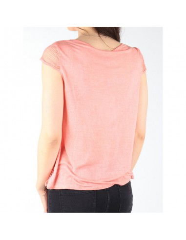 Wrangler Capsleeve Tee Coral Peach W W7337FDJX Wrangler Capsleeve Tee Coral Peach W W7337FDJX