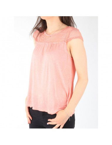 Wrangler Capsleeve Tee Coral Peach W W7337FDJX Wrangler Capsleeve Tee Coral Peach W W7337FDJX