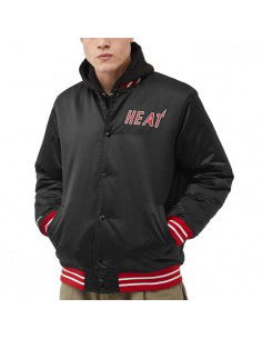Mitchell Ness NBA Heavyweight Satin Jacket Miami Heat M OJBF3413MHEYYPPPBLCK