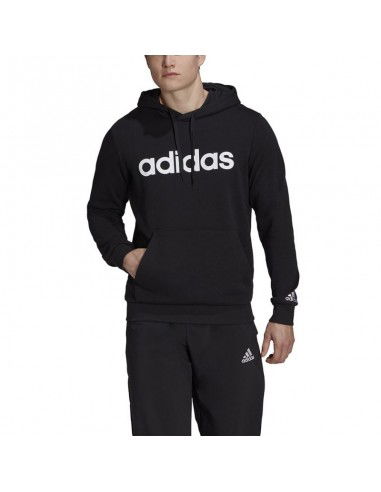 Men's adidas Essentials French Terry Linear Logo Hoodie black GK9064 Men's adidas Essentials French Terry Linear Logo Hoodie black GK9064