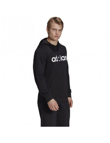 Men's adidas Essentials French Terry Linear Logo Hoodie black GK9064 Men's adidas Essentials French Terry Linear Logo Hoodie black GK9064
