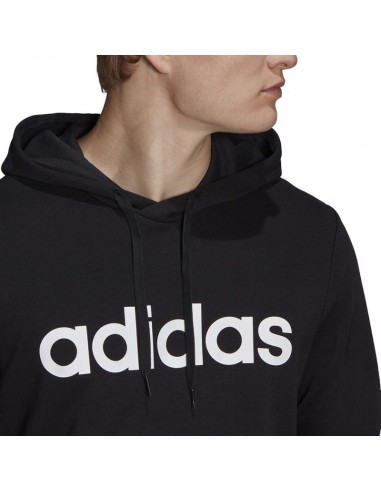 Men's adidas Essentials French Terry Linear Logo Hoodie black GK9064 Men's adidas Essentials French Terry Linear Logo Hoodie black GK9064