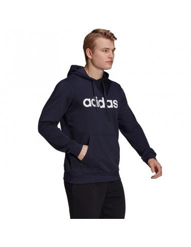 Men's adidas Essentials French Terry Linear Logo Hoodie navy blue GK9066 Men's adidas Essentials French Terry Linear Logo Hoodie navy blue GK9066