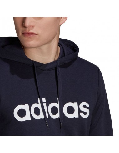 Men's adidas Essentials French Terry Linear Logo Hoodie navy blue GK9066 Men's adidas Essentials French Terry Linear Logo Hoodie navy blue GK9066