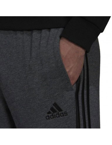 Men's adidas Essentials French Terry Tapered Cuff 3Stripes Pants grey H12256 Men's adidas Essentials French Terry Tapered Cuff 3Stripes Pants grey H12256
