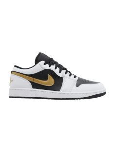 Jordan 1 Low White Black Metallic Gold Swoosh 553558172 MBS