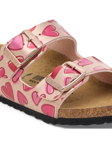 Birkenstock ARIZONA KIDS BS 1030434 ELECTRIC METALLIC COPPER HEARTS flipflops standard width