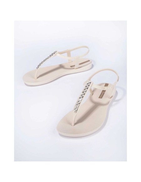 Ipanema Sandal Class women's beige flipflop sandals with rhinestones