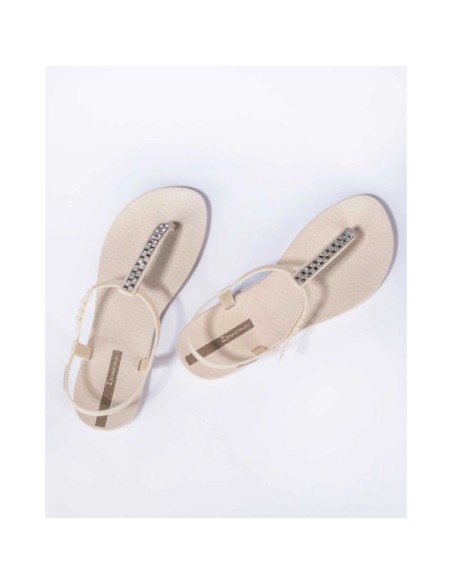 Ipanema Sandal Class women's beige flipflop sandals with rhinestones