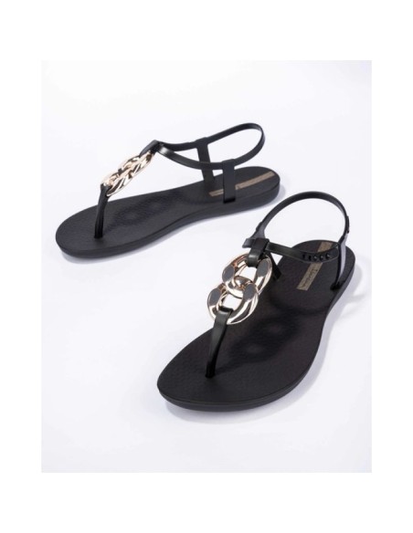 Ipanema Sandal Class women's fashionable black and gold flipflops