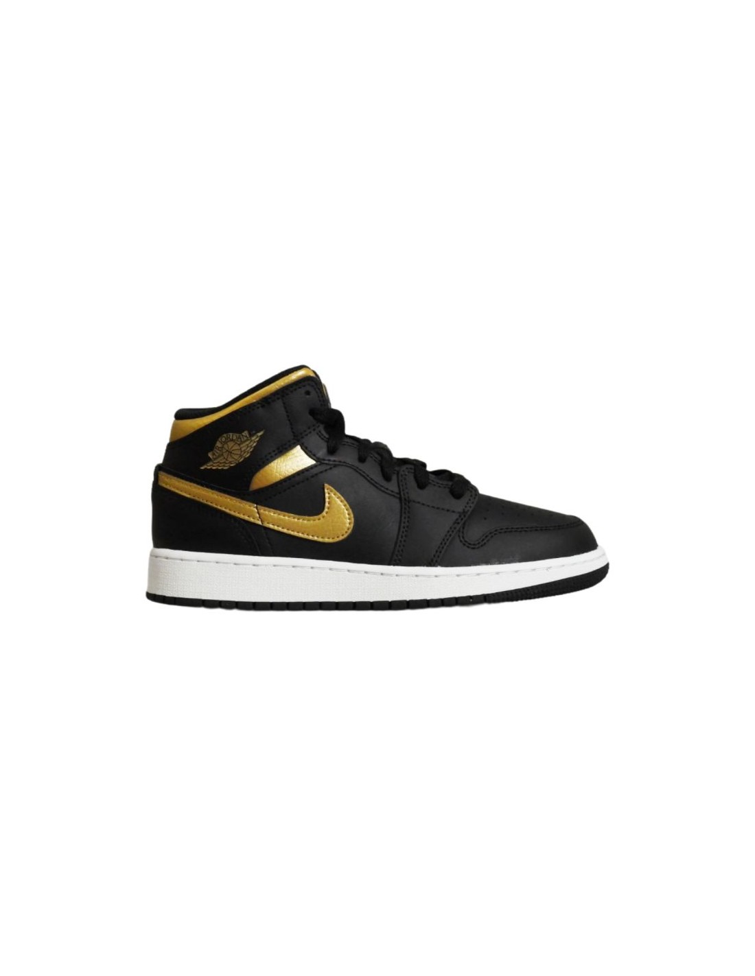 Air Jordan 1 Mid Junior GS Basketball Shoe BlackMetallic Gold DQ8423071