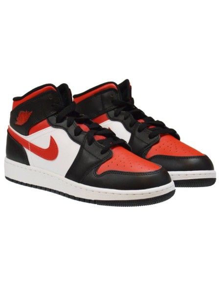 Air Jordan 1 Mid GS Fire Red Basketball Shoes 554725079