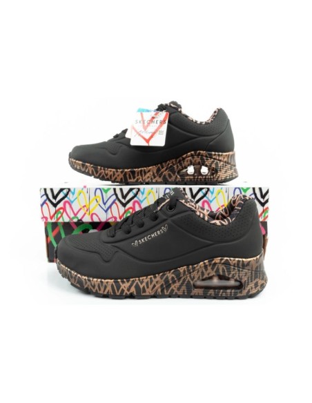 Skechers UnoLoving Love women's sports sneakers fashionable black