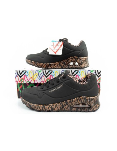 Skechers UnoLoving Love women's sports sneakers fashionable black