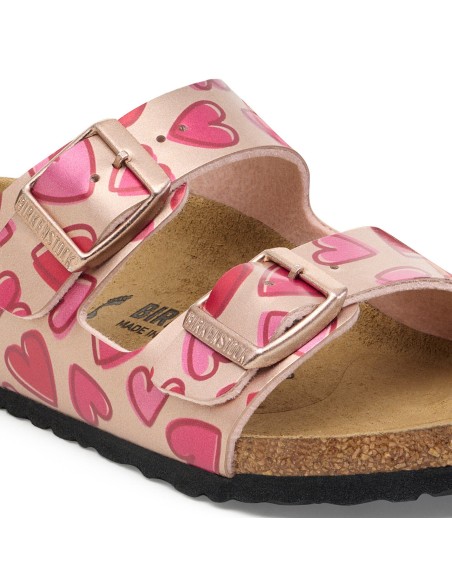 Birkenstock ARIZONA KIDS BS 1030434 ELECTRIC METALLIC COPPER HEARTS flipflops standard width