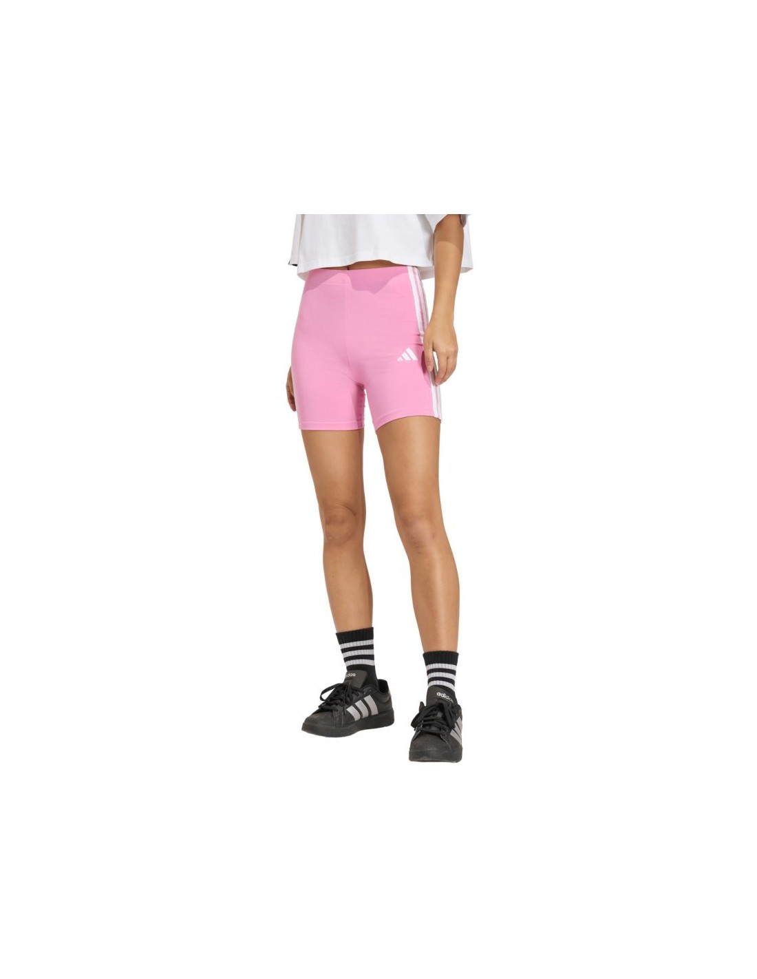 Women's adidas Essentials 3Stripes High Waisted Biker Shorts Pink KT1625
