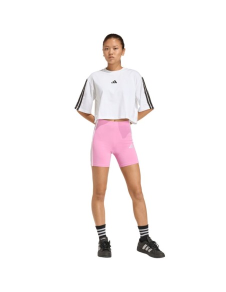 Women's adidas Essentials 3Stripes High Waisted Biker Shorts Pink KT1625