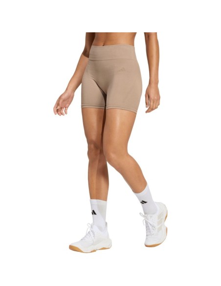 Women's adidas Workout Essentials 4 inch beige shorts JX3926