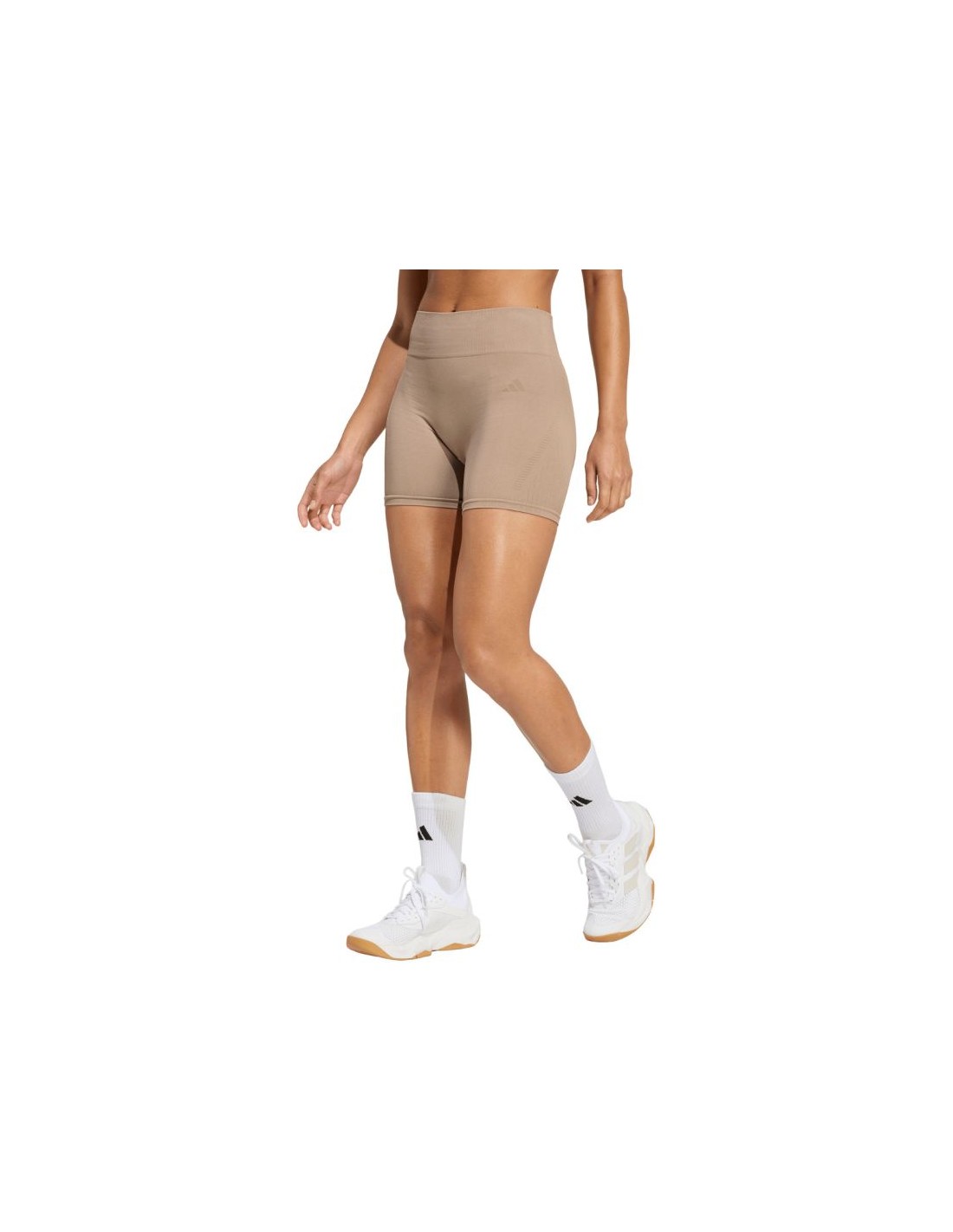 Women's adidas Workout Essentials 4 inch beige shorts JX3926