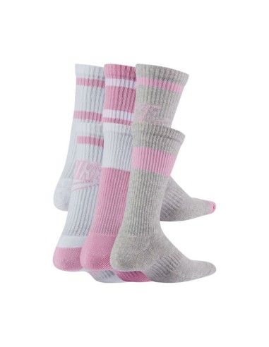 Nike Everyday Cush Crew Youth Socks White Pink Gray CK7302 905