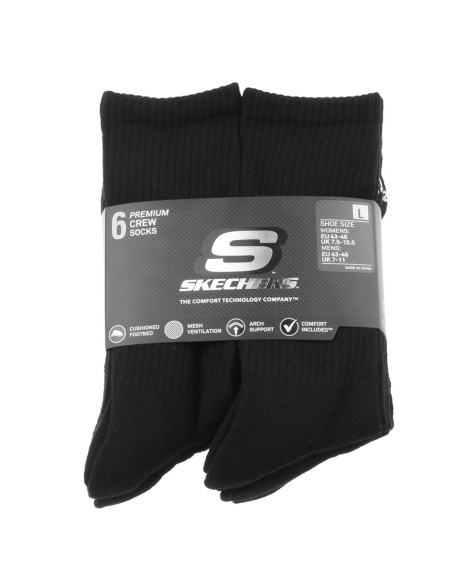 Skechers 6pk Core Crew LG Socks S118220BLK