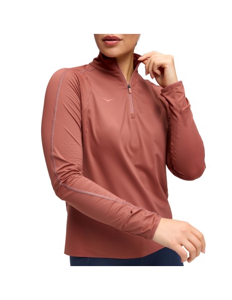 Hoka W GlideTech Quarter Zip Longsleeve 1164155ROUG