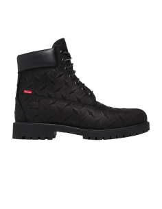 Supreme x Timberland 6 Inch Premium Waterproof Boot Embossed Diamond Plate Black TB0A6DE1001 MBS
