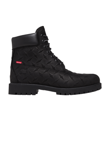 Supreme x Timberland 6 Inch Premium Waterproof Boot Embossed Diamond Plate Black TB0A6DE1001 MBS