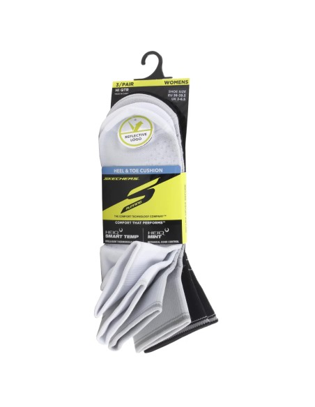 Skechers 3Pk Wmn Pf Qtr Reflective Sock S600458HWGY