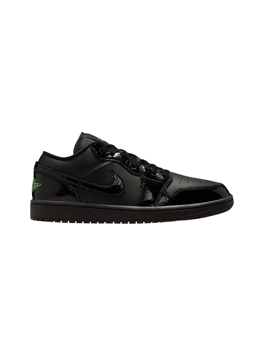 Jordan 1 Low SE Black Croc Scream Green Women's IQ9701010 MBS
