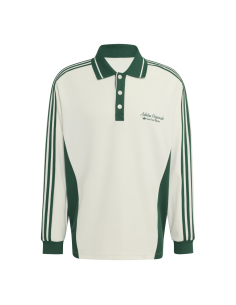 adidas Long Sleeved Polo Shirt Off White Dark Green KW5688 MBS