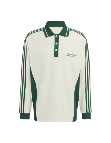 adidas Long Sleeved Polo Shirt Off White Dark Green KW5688 MBS