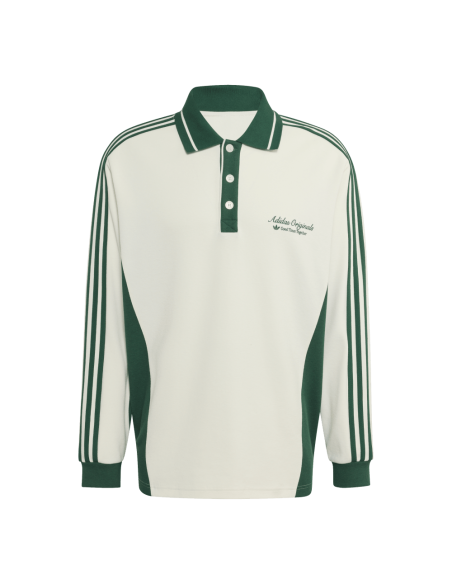 adidas Long Sleeved Polo Shirt Off White Dark Green KW5688 MBS