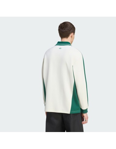 adidas Long Sleeved Polo Shirt Off White Dark Green KW5688 MBS