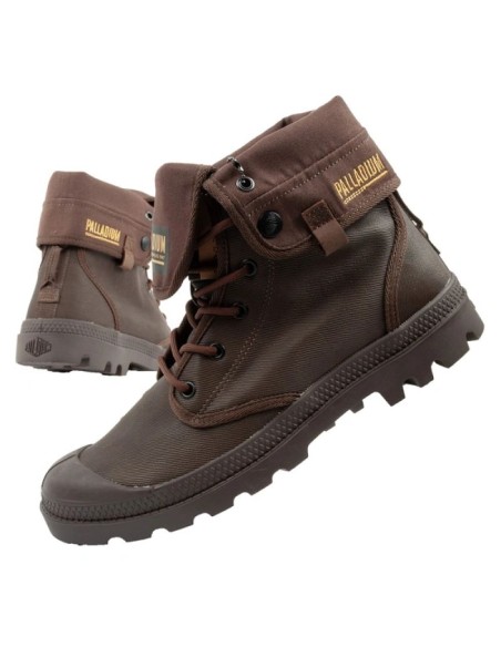 Palladium Men's Baggy Coated High Top Sneakers Fashionable Dark Brown