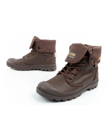 Palladium Men's Baggy Coated High Top Sneakers Fashionable Dark Brown