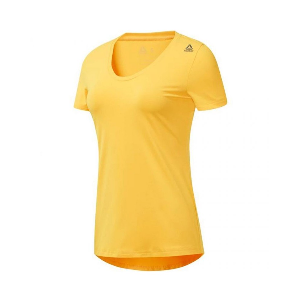 Reebok Workout Ready Speedwick Αθλητικό Γυναικείο T-shirt Κίτρινο με Λαιμόκοψη V DX0546