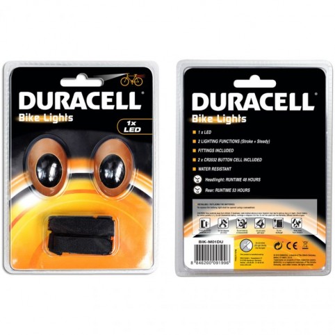 Bicycle Lamp Set Duracell Front Rear 1 Led 00919