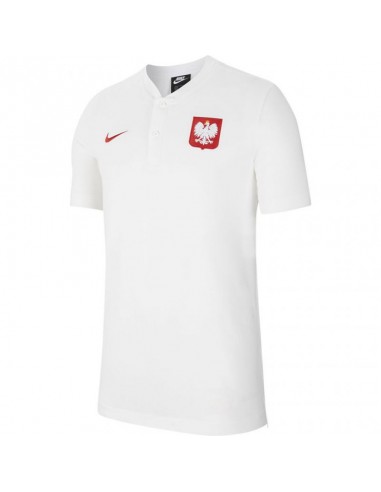 Nike Polska Ανδρική Μπλούζα με Κουμπιά Κοντομάνικη Λευκή CK9205-102