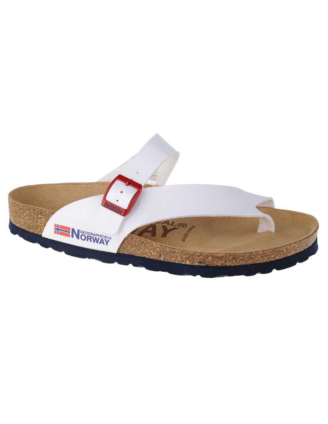 Geographical Norway Infradito Donna Δερμάτινα Γυναικεία Σανδάλια σε Λευκό Χρώμα GNW20415