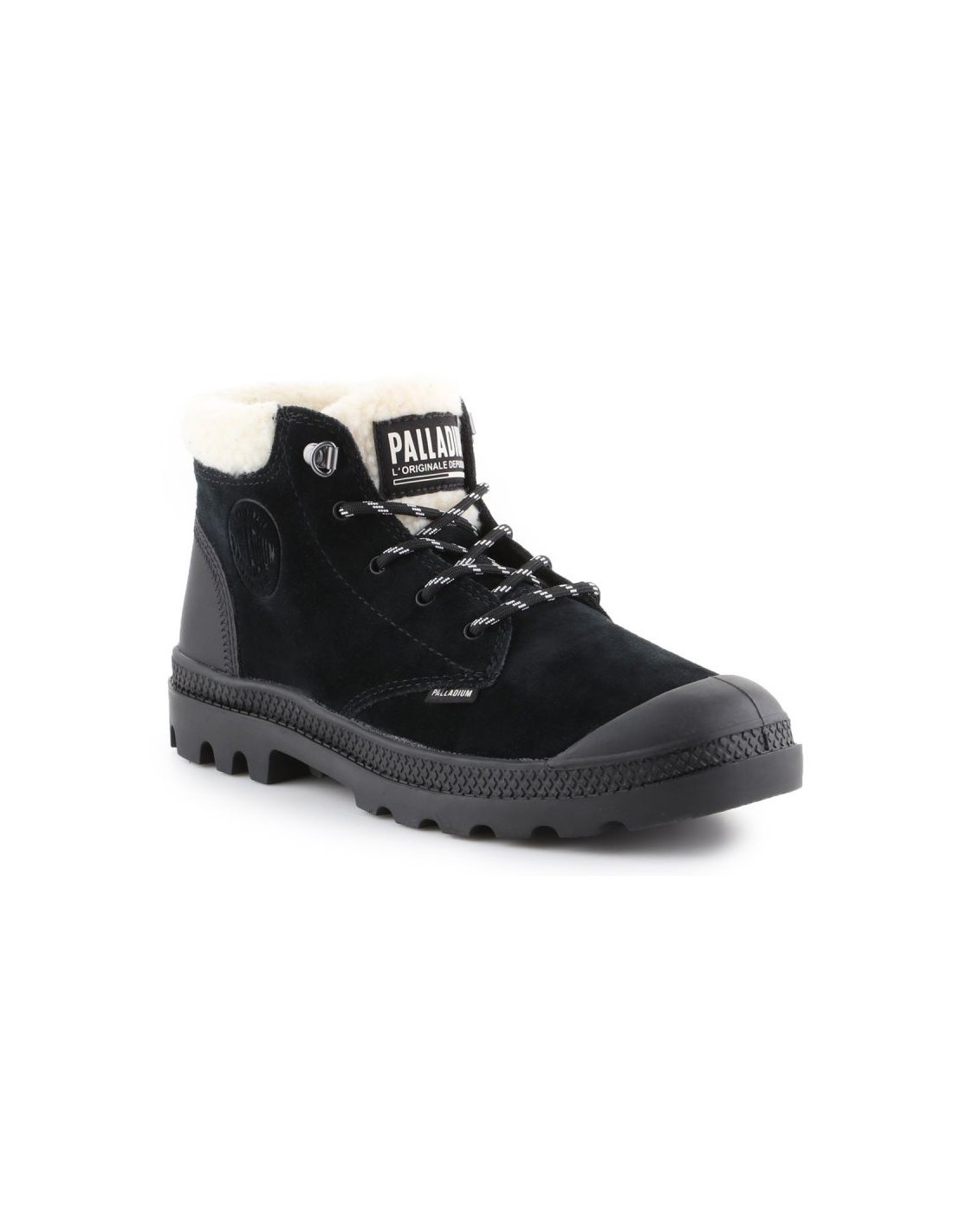 Palladium Pampa Lo Wt Δερμάτινα Γυναικεία Μποτάκια με Γούνα Μαύρα 96467-008-M